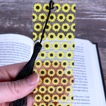 Sunflower Bookmark: Clear with Tassel, Gift for Book Lovers