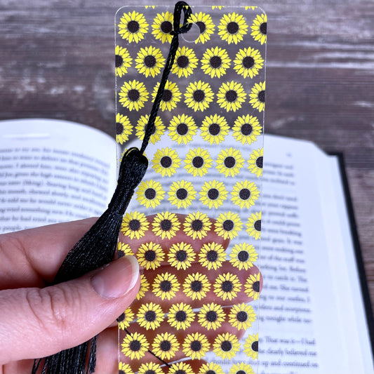 Sunflower Bookmark: Clear with Tassel, Gift for Book Lovers