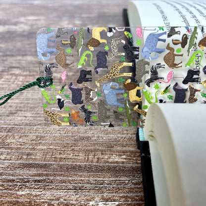 Zoo Animals Bookmark with Green Tassel – Fun Safari Jungle Gift for Readers, Kids, Teachers, Book Clubs