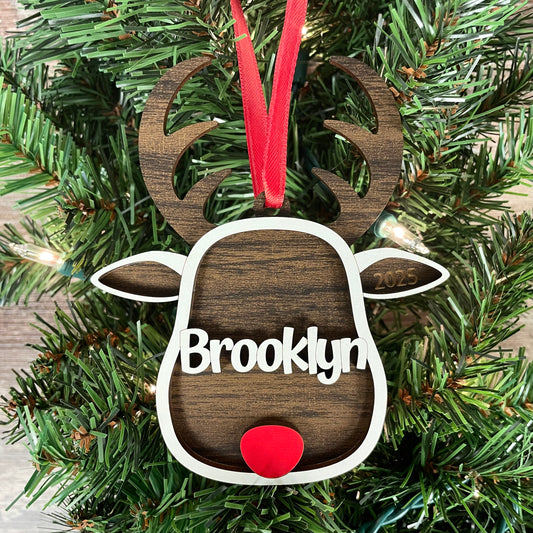 Personalized Reindeer Ornament with Name | Custom Christmas Tree Decoration | Kids Stocking Tag | Family Holiday Gift 2025