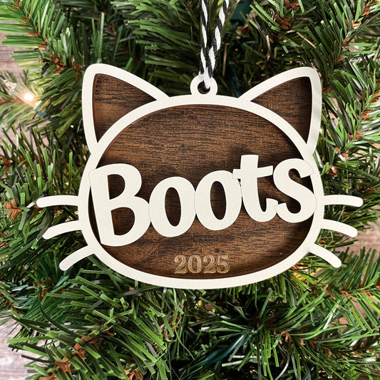 Personalized Cat Ornament with Name | Custom Pet Christmas Tree Decoration | Cat Lover Gift | Stocking Tag Keepsake 2025