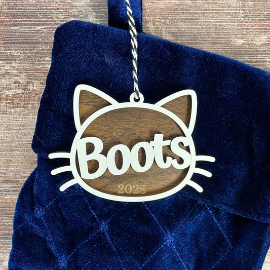 Personalized Cat Ornament with Name | Custom Pet Christmas Tree Decoration | Cat Lover Gift | Stocking Tag Keepsake 2025