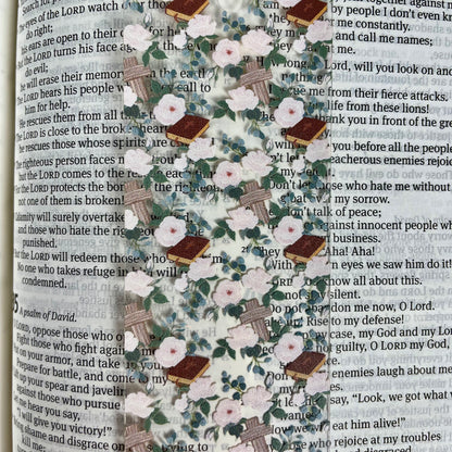 Christian Bookmark – Cross and Floral Design, Faith Gift for Women, Bible Study Bookmark, Religious Gift, Book Lover Accessory