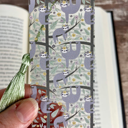 Floral Sloth Bookmark – Cute Animal Bookmark for Readers – Bookish Gift – Pastel Jungle Bookmark – Whimsical Sloth Gift
