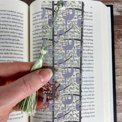 Floral Sloth Bookmark – Cute Animal Bookmark for Readers – Bookish Gift – Pastel Jungle Bookmark – Whimsical Sloth Gift