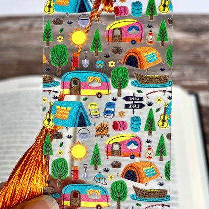 Camping Bookmark – Happy Camper Gift – Colorful Summer Bookmark for Readers – Nature Lover Gift – Outdoor Reading Accessory