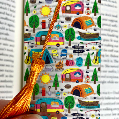 Camping Bookmark – Happy Camper Gift – Colorful Summer Bookmark for Readers – Nature Lover Gift – Outdoor Reading Accessory