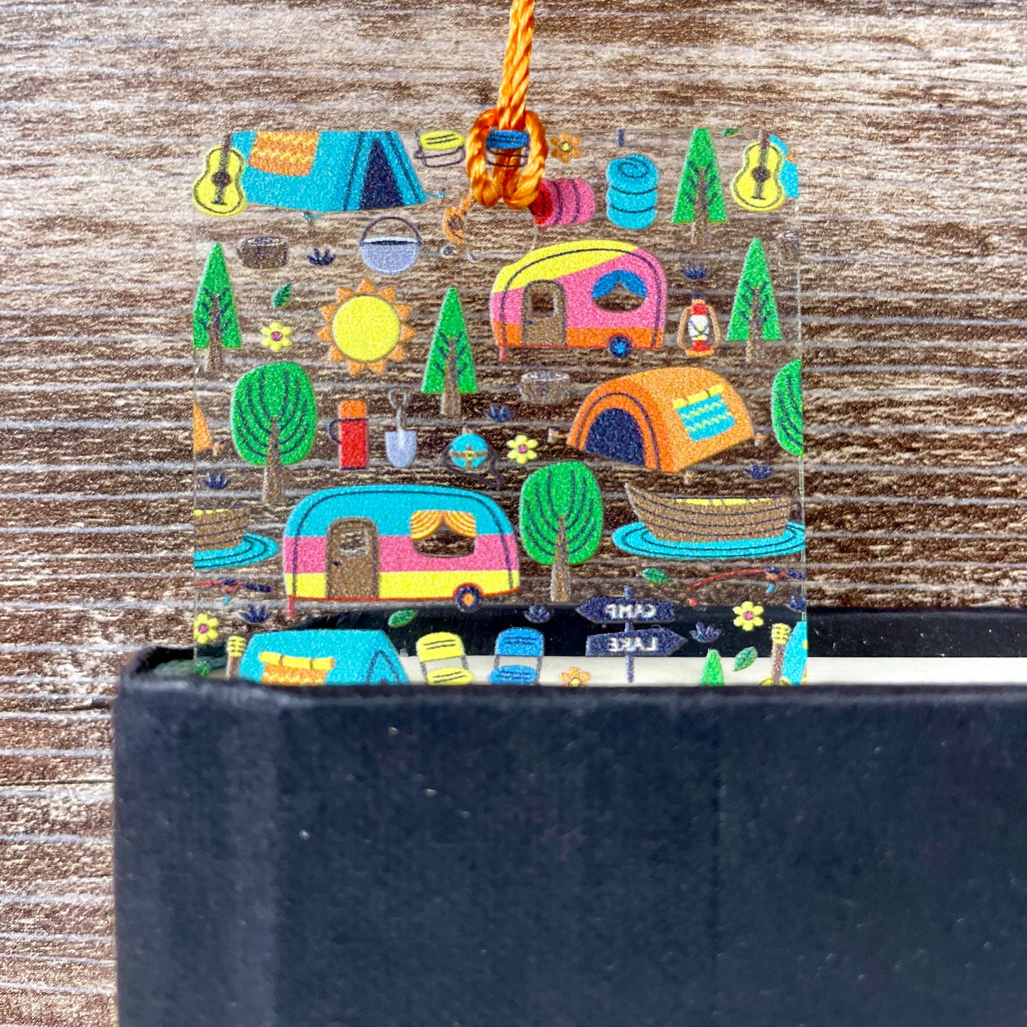 Camping Bookmark – Happy Camper Gift – Colorful Summer Bookmark for Readers – Nature Lover Gift – Outdoor Reading Accessory