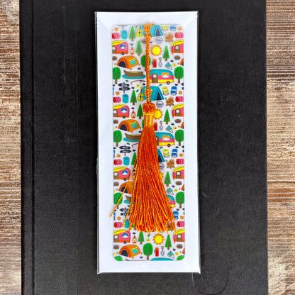 Camping Bookmark – Happy Camper Gift – Colorful Summer Bookmark for Readers – Nature Lover Gift – Outdoor Reading Accessory