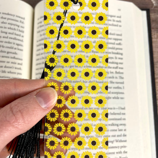 Sunflower Bookmark: Clear with Tassel, Gift for Book Lovers