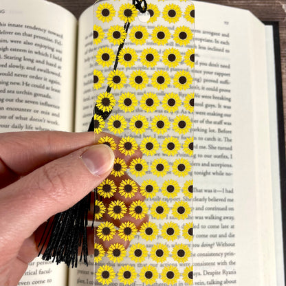 Sunflower Bookmark: Clear with Tassel, Gift for Book Lovers