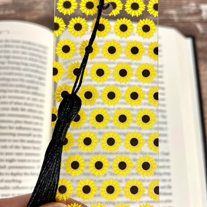Sunflower Bookmark: Clear with Tassel, Gift for Book Lovers