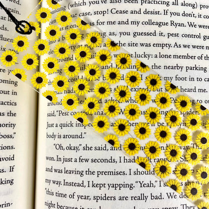 Sunflower Bookmark: Clear with Tassel, Gift for Book Lovers