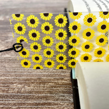 Sunflower Bookmark: Clear with Tassel, Gift for Book Lovers
