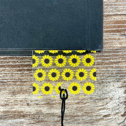 Sunflower Bookmark: Clear with Tassel, Gift for Book Lovers