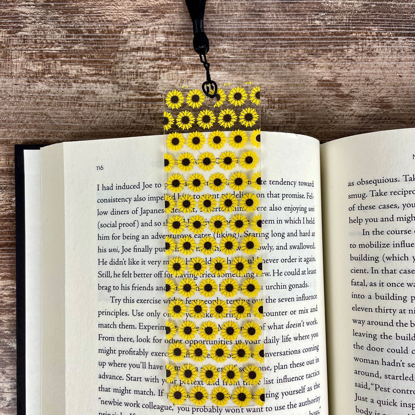Sunflower Bookmark: Clear with Tassel, Gift for Book Lovers