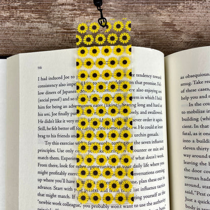 Sunflower Bookmark: Clear with Tassel, Gift for Book Lovers