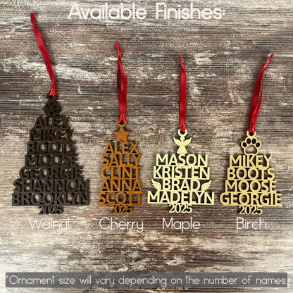 Personalized Family Name Christmas Ornament 2025: Custom Wood Tree Decoration