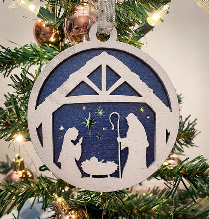 Nativity Scene Ornament – Christmas Tree Decoration Available in Two Colors, Perfect for Holiday Gifts and Seasonal Decor
