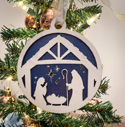 Nativity Scene Ornament – Christmas Tree Decoration Available in Two Colors, Perfect for Holiday Gifts and Seasonal Decor