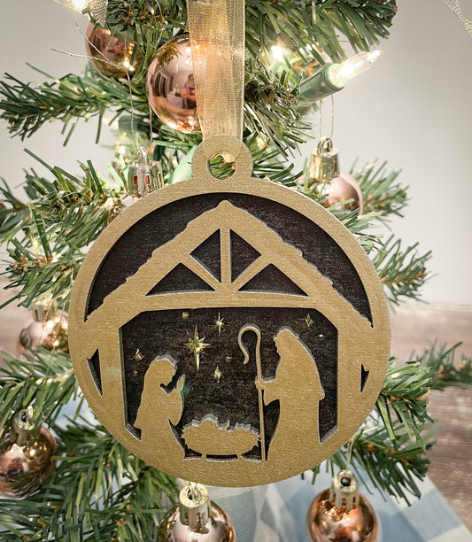 Nativity Scene Ornament – Christmas Tree Decoration Available in Two Colors, Perfect for Holiday Gifts and Seasonal Decor