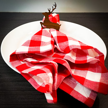 Laser-Cut Walnut Plywood Reindeer Napkin Rings – Perfect for Holiday Table Decor and Christmas Gatherings