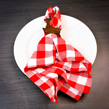 Laser-Cut Walnut Plywood Reindeer Napkin Rings – Perfect for Holiday Table Decor and Christmas Gatherings