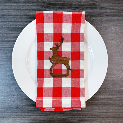 Laser-Cut Walnut Plywood Reindeer Napkin Rings – Perfect for Holiday Table Decor and Christmas Gatherings