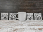 Set of slate coasters with mallard ducks in nature