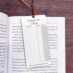 This bookmark features a library checkout card design, complete with a suede string detail for a stylish touch. (book not included)