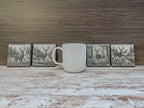 Slate coaster with whitetail deer engraved, available in sets of 4-12
