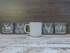 Slate coaster with scenic deer designs laser engraved, available in sets of 4 to 12