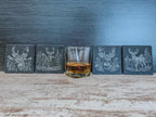 Slate coaster with scenic deer designs laser engraved, available in sets of 4 to 12