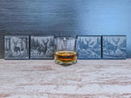 Slate coaster with whitetail deer engraved, available in sets of 4-12