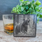 Engraved Bear Slate Coasters (Set of 4) - Rustic Cabin Decor