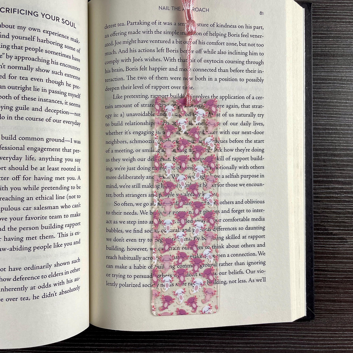 Pink Axolotl Bookmark for Book Lovers, Kawaii Birthday Gift or Stocking Stuffer for Axolotl Lovers and Readers