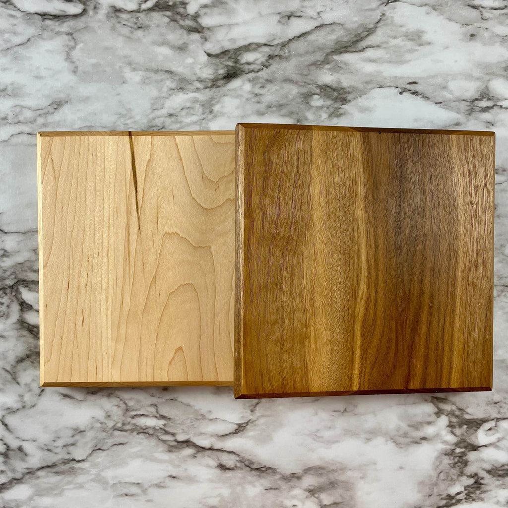Square Cutting Board – Butcher Block Style – Reversible Thick Prep Board – Walnut, Maple or Cherry