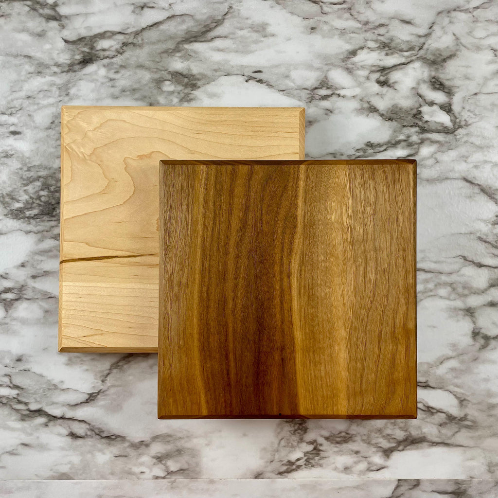 Square Cutting Board – Butcher Block Style – Reversible Thick Prep Board – Walnut, Maple or Cherry