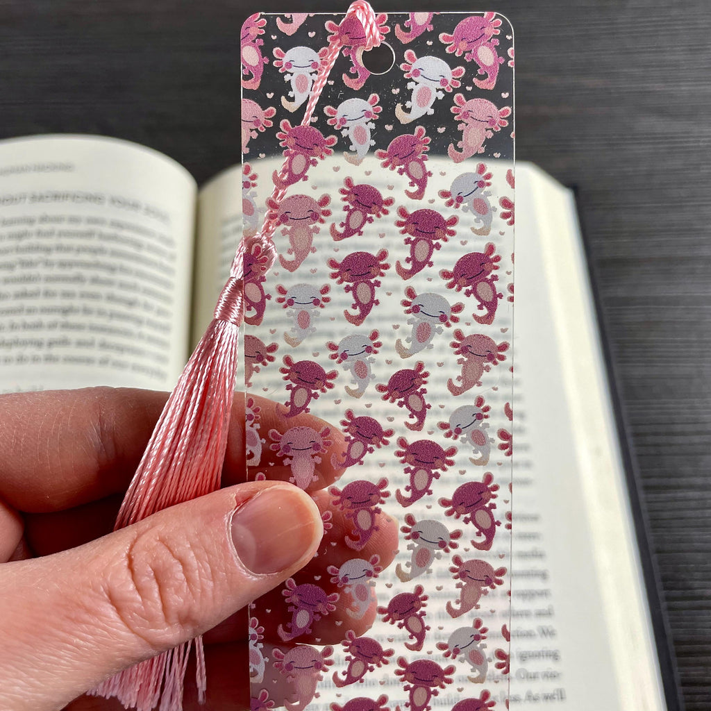 Pink Axolotl Bookmark for Book Lovers, Kawaii Birthday Gift or Stocking Stuffer for Axolotl Lovers and Readers
