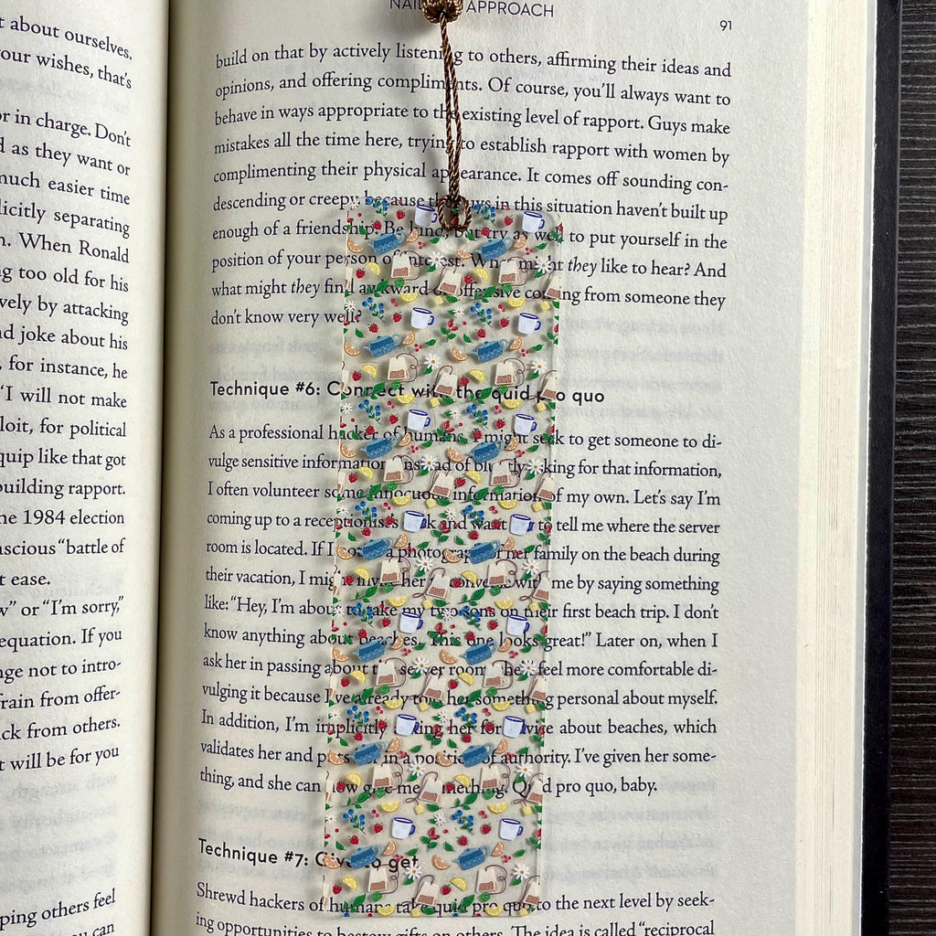 Tea Bookmark Makes a Cottagecore Teacher Gift or Hostess Gift for Tea Lovers, Book Lovers and Readers