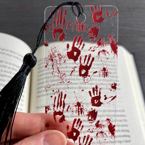 Bloody Handprint Bookmark Makes a Halloween Gift or Spooky Stocking Stuffer for Horror, Mystery and Thriller Readers