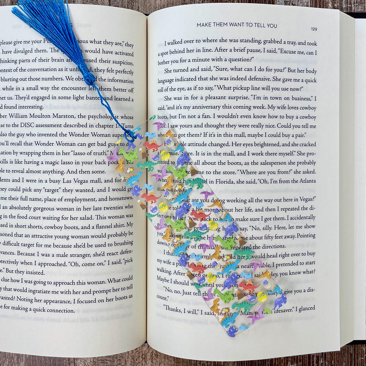 Colorful Dinosaur Bookmark, Fun Book Accessory or Dinosaur Party Favor for Young Readers
