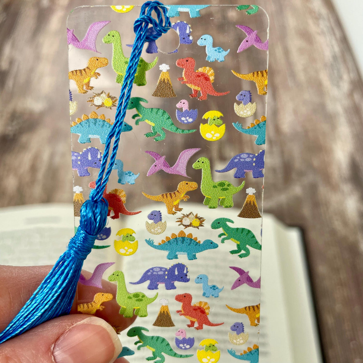 Colorful Dinosaur Bookmark, Fun Book Accessory or Dinosaur Party Favor for Young Readers