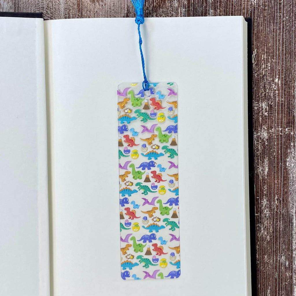 Colorful Dinosaur Bookmark, Fun Book Accessory or Dinosaur Party Favor for Young Readers