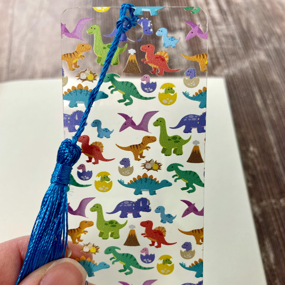 Colorful Dinosaur Bookmark, Fun Book Accessory or Dinosaur Party Favor for Young Readers
