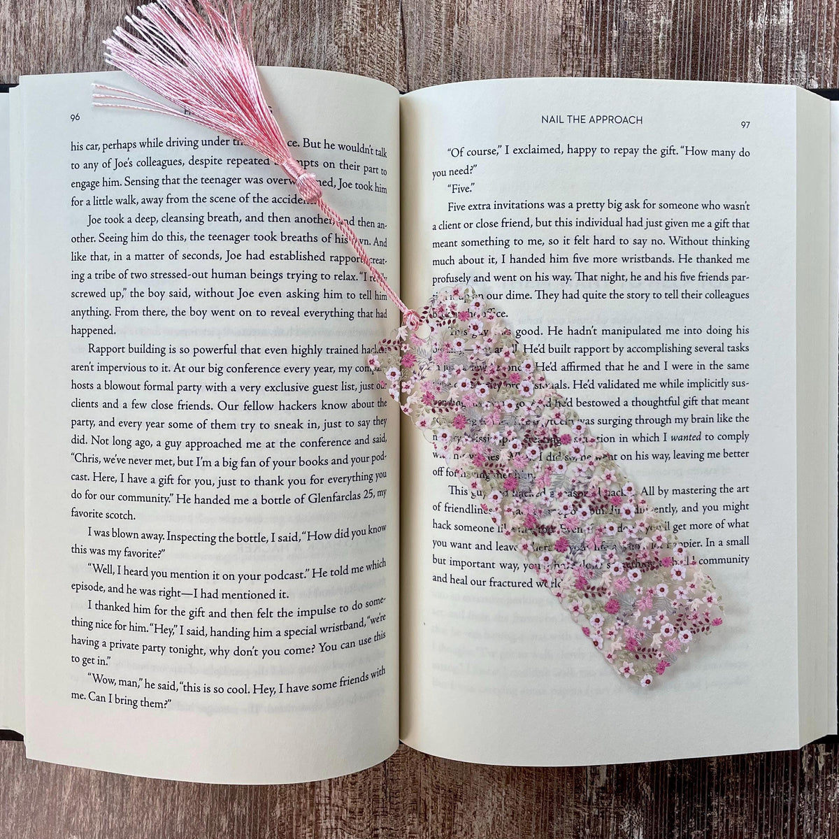 Pink Floral Scalloped Bookmark Makes a Pretty Teacher Appreciation or Birthday Gift for Book Lovers and Readers