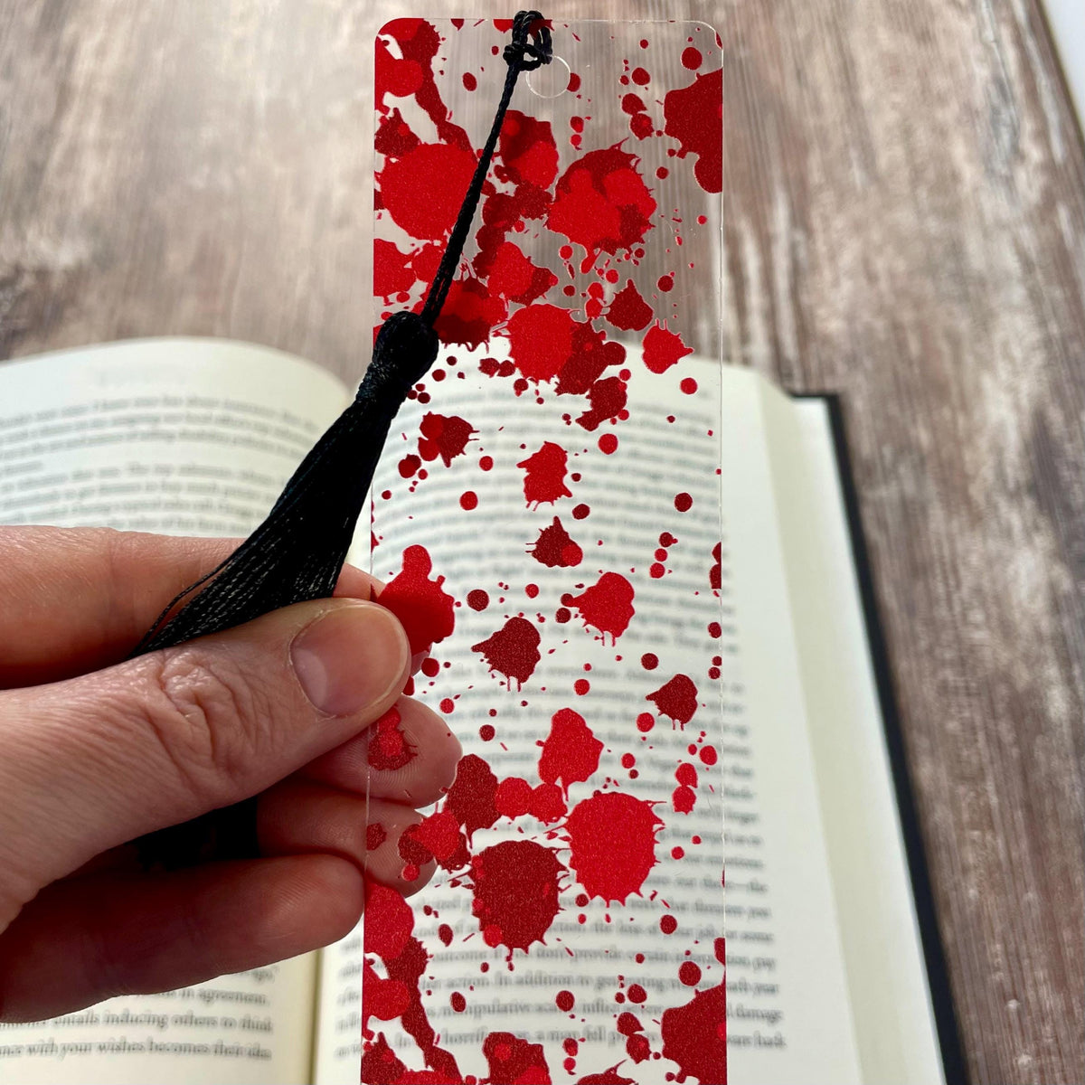 Blood Splatter Bookmark Makes a True Crime Gift, Horror Stocking Stuffer or Thriller Gift for Mystery Readers