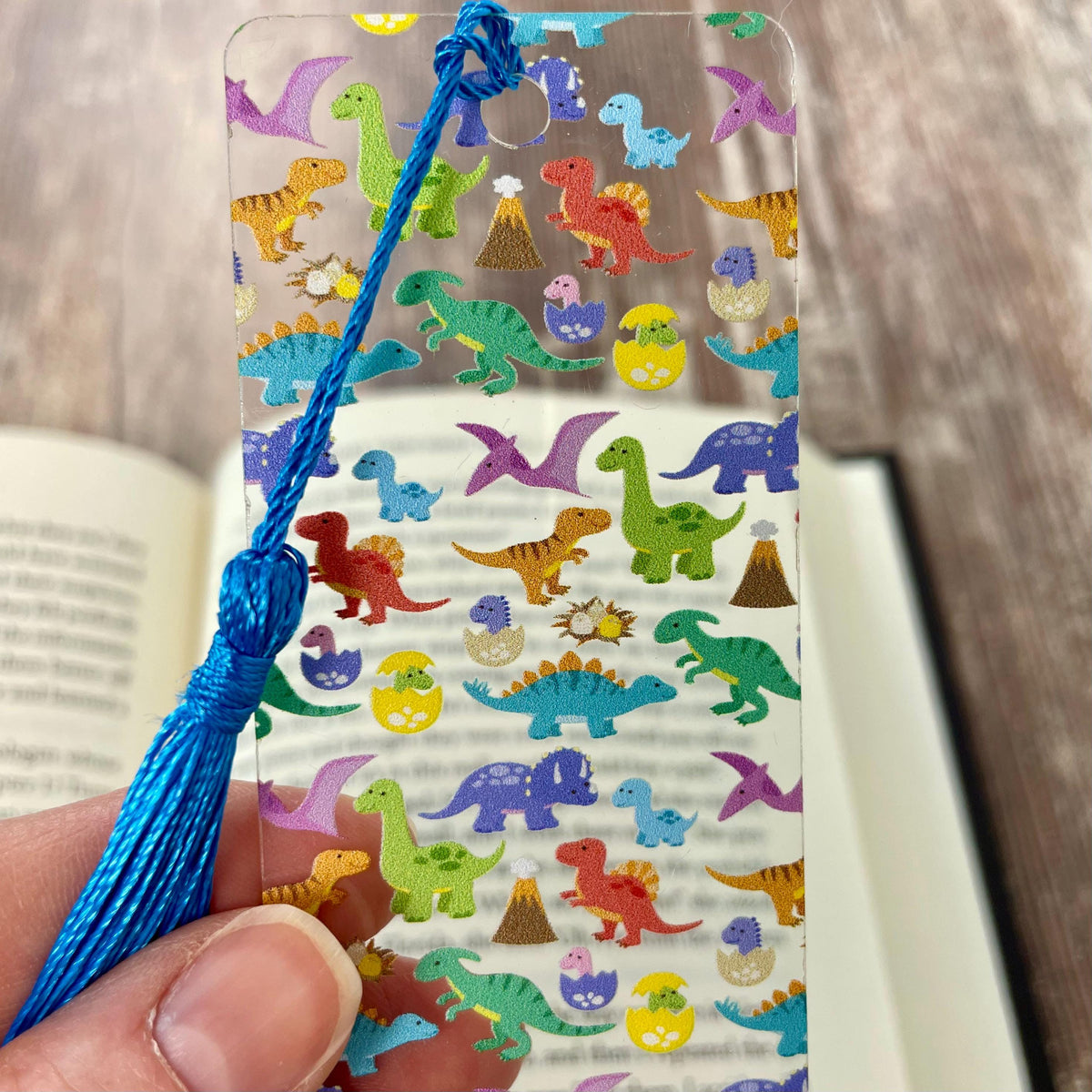 Colorful Dinosaur Bookmark, Fun Book Accessory or Dinosaur Party Favor for Young Readers