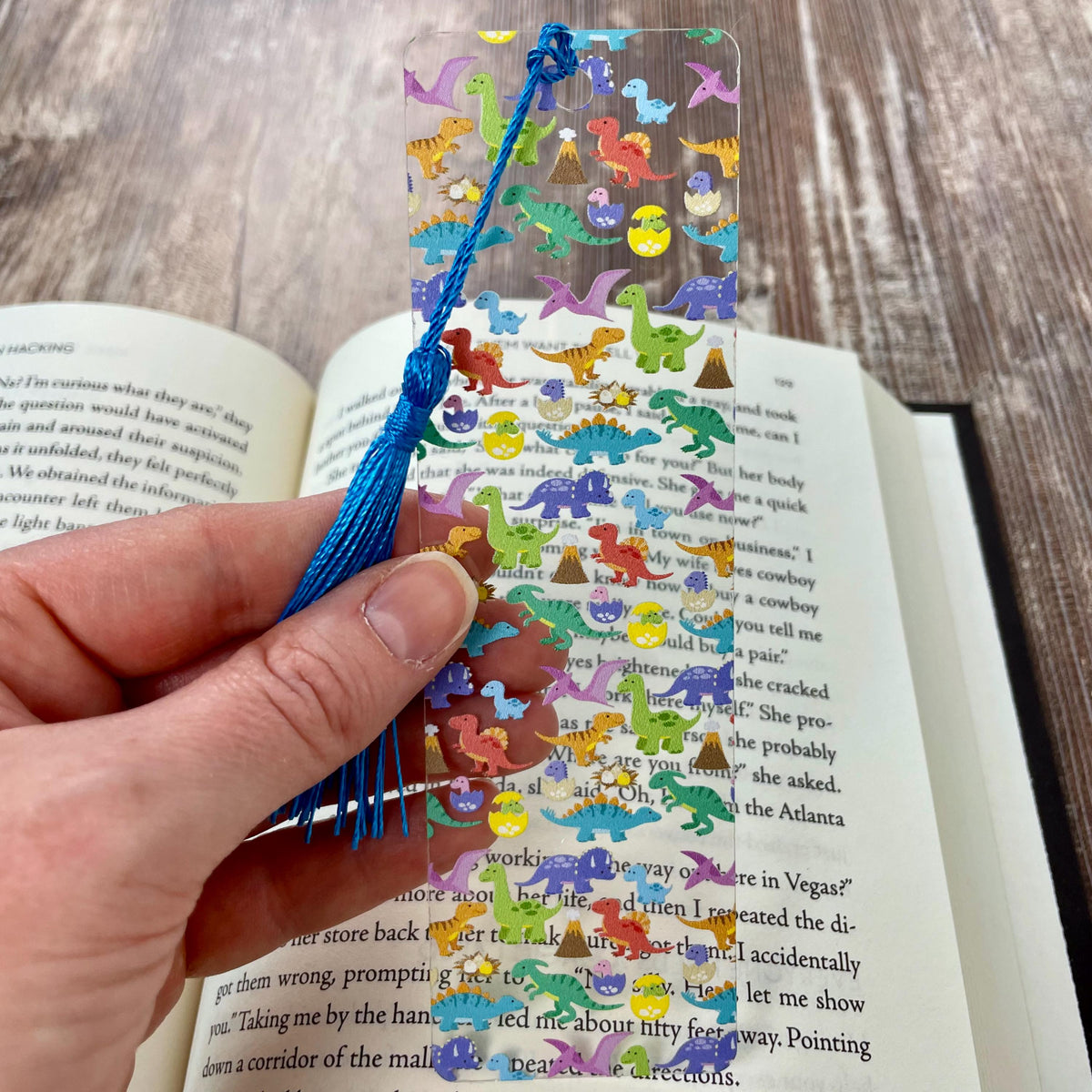 Colorful Dinosaur Bookmark, Fun Book Accessory or Dinosaur Party Favor for Young Readers
