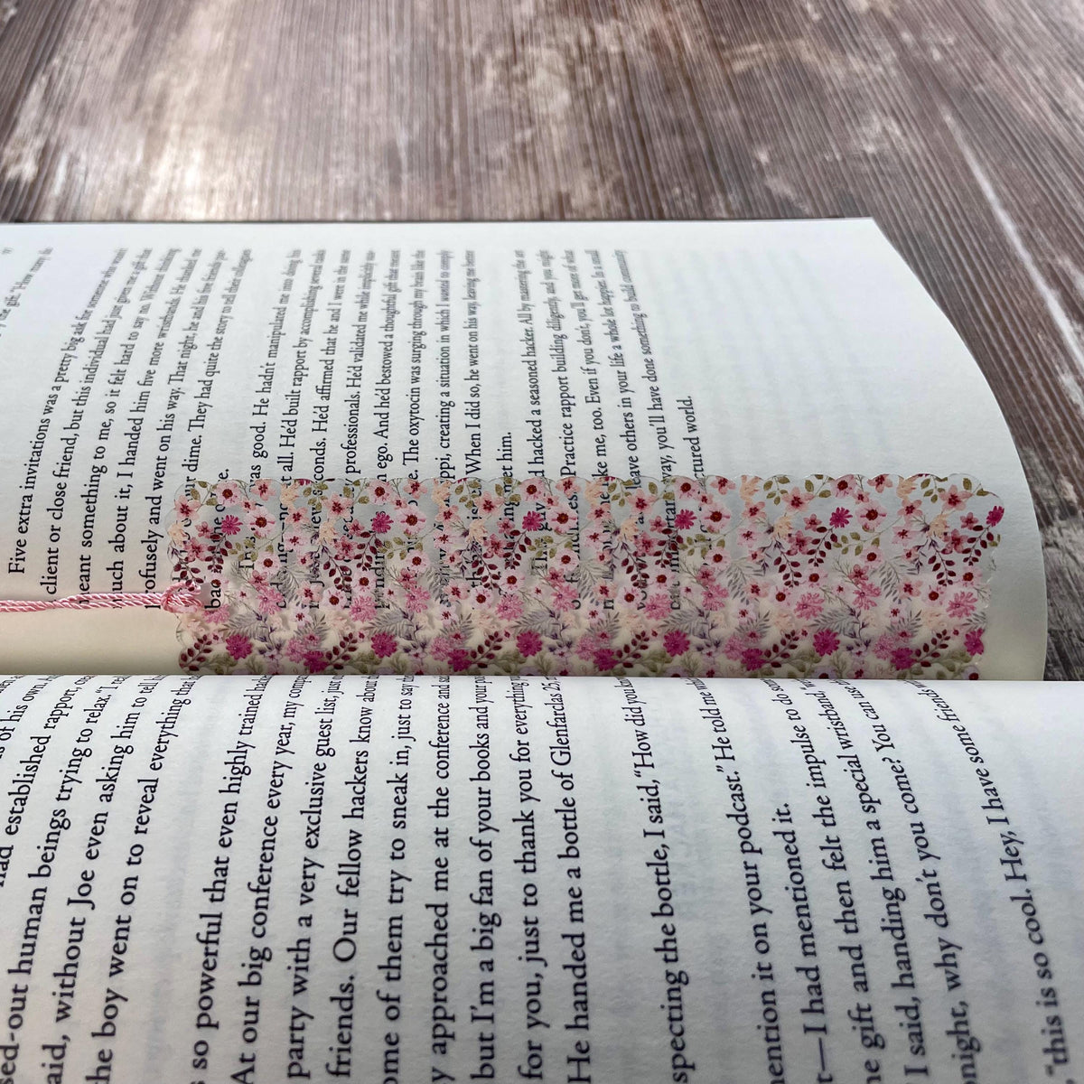 Pink Floral Scalloped Bookmark Makes a Pretty Teacher Appreciation or Birthday Gift for Book Lovers and Readers